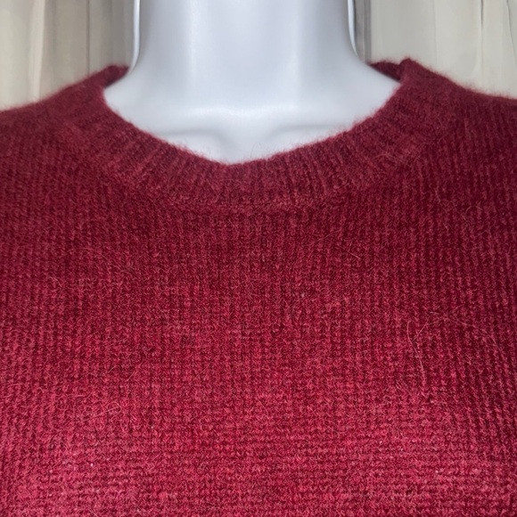 Classic Red Crewneck Sweater with Ribbed Details- alpaca and wool blend. - Picture 2 of 9